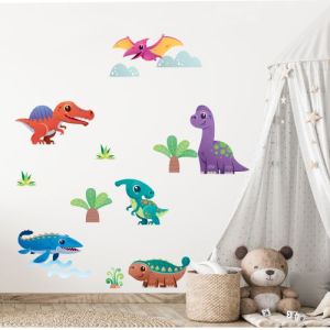 Színes dinoszauruszok falmatrica