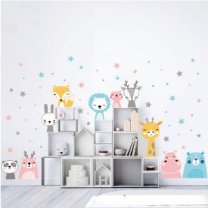 Állatkák és csillagok falmatrica lányoknak