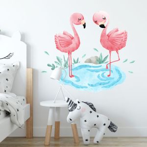 Flamingók a tavon falmatrica