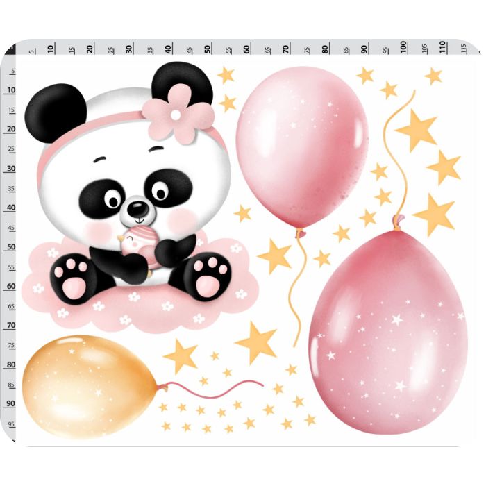 Panda léggömbökkel falmatrica