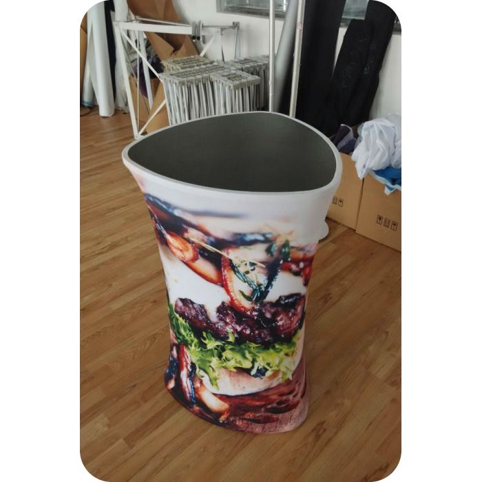 Textil promóciós pult, háromszög