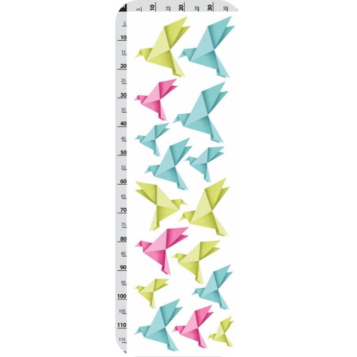 Origami madárkák falmatrica, rózsaszín-zöld-kék