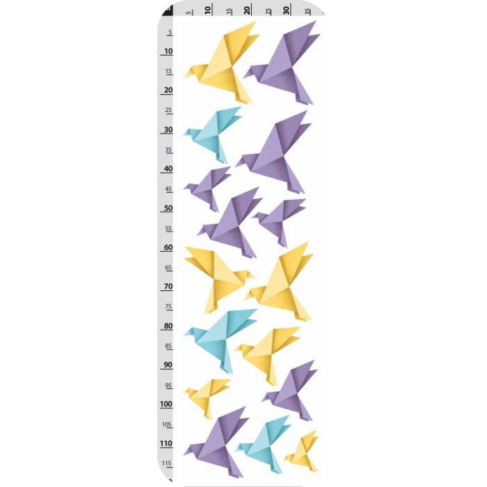 Origami madárkák falmatrica, lila-sárga-kék