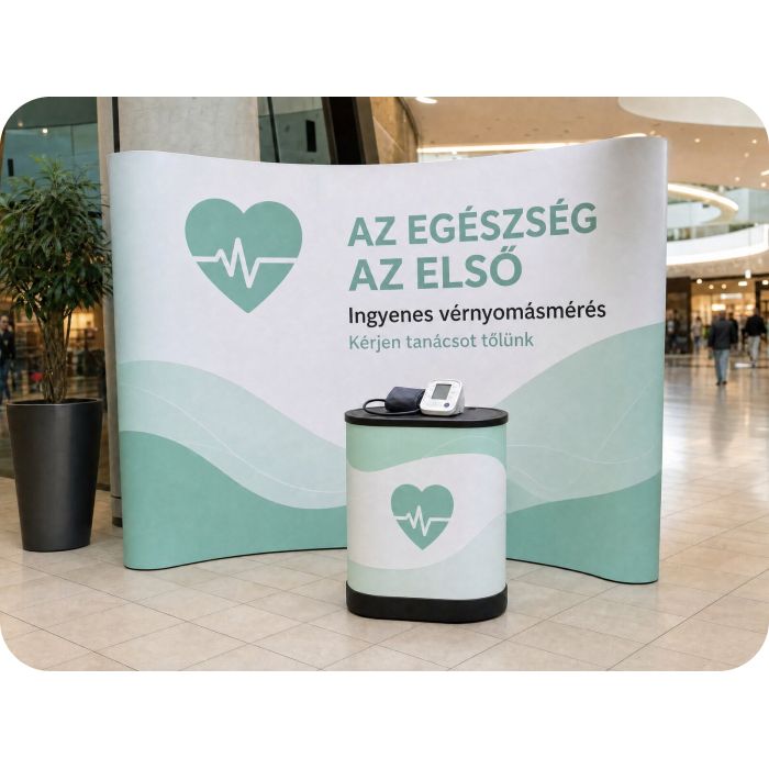 Pop Up sajtófal Standard – egészségügyi kampány bevásárlóközpontban
