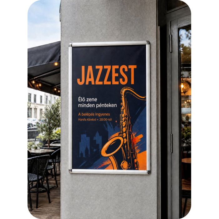 Plakát nyomtatás – jazzest plakátja kávézóban