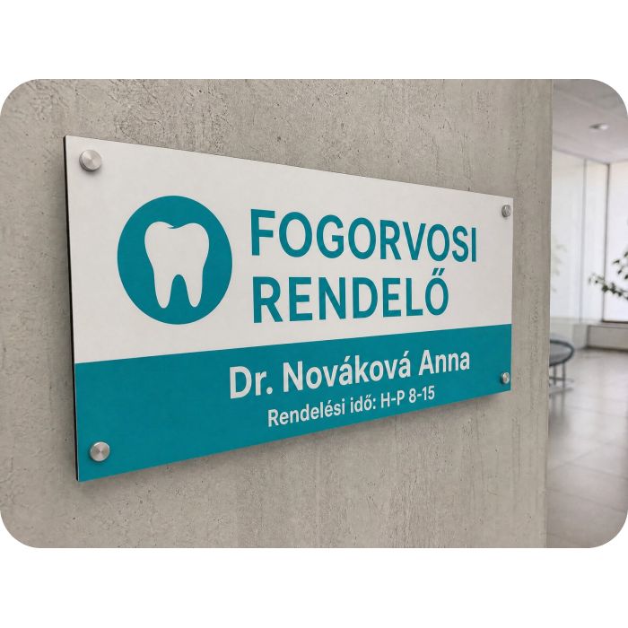 Alumínium reklámtábla – fogorvosi rendelő táblája