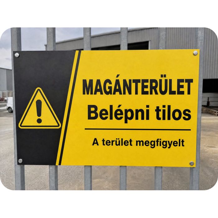 Alumínium reklámtábla – magánterület tábla kapun