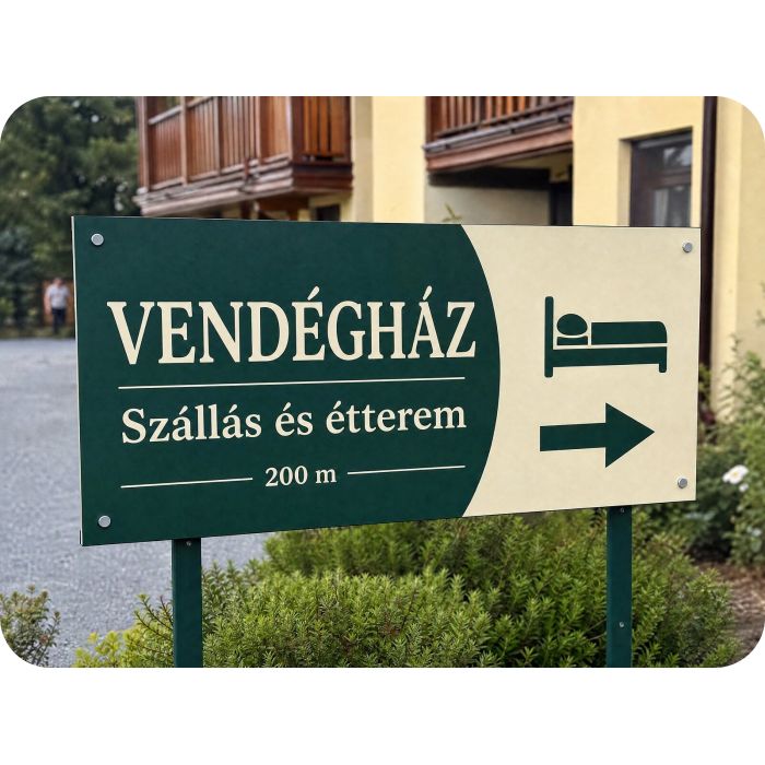 Alumínium reklámtábla – vendégház útjelző táblája
