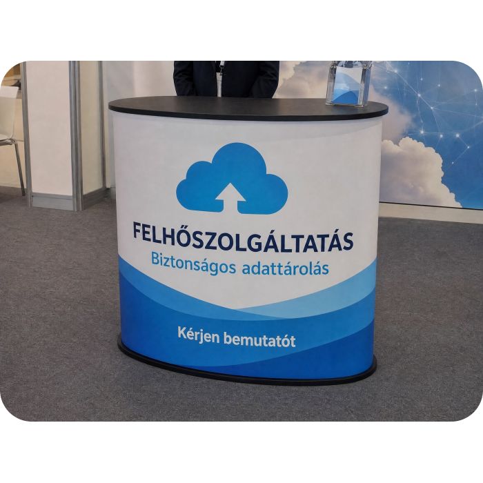 Ívelt promóciós pult – Felhőszolgáltatás