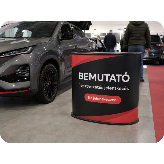 Ívelt promóciós pult – Bemutató