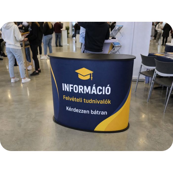 Ívelt promóciós pult – Információ