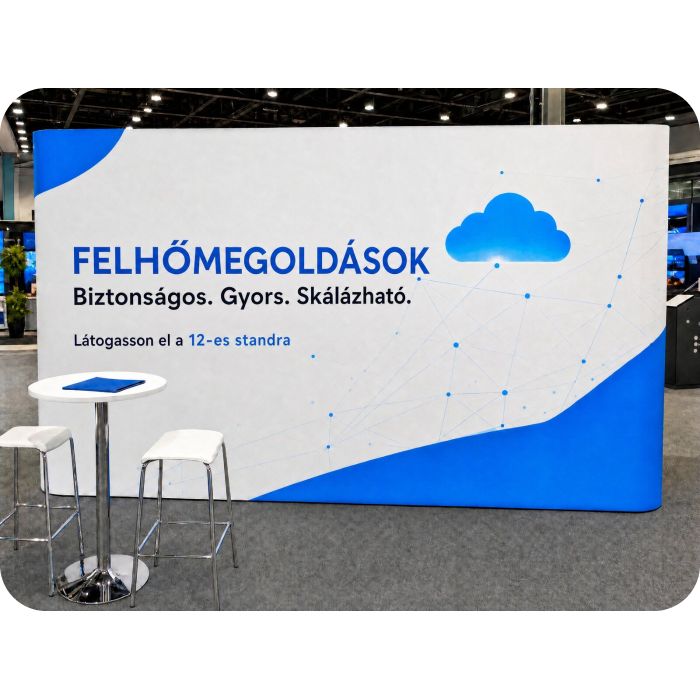 Pop Up sajtófal Economy – IT-cég standja kiállításon
