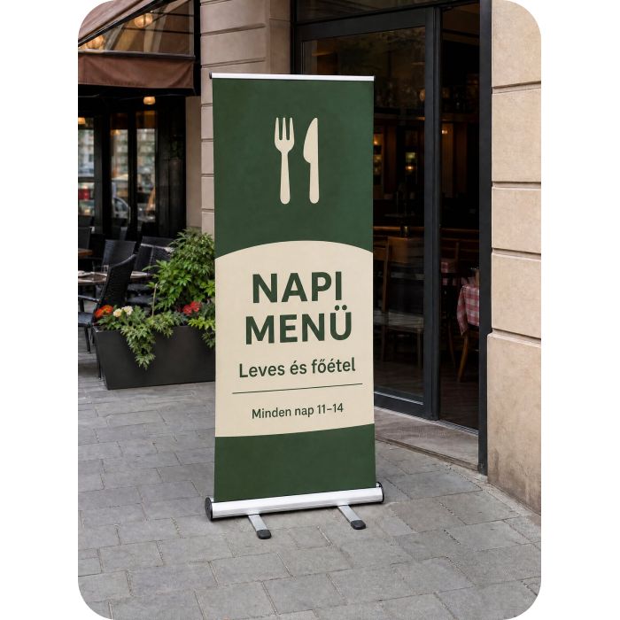 Kültéri Roll Up – napi menü étterem előtt