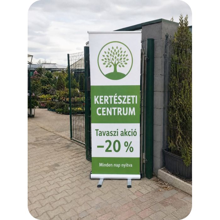 Kültéri Roll Up – kertészeti centrum bejáratánál