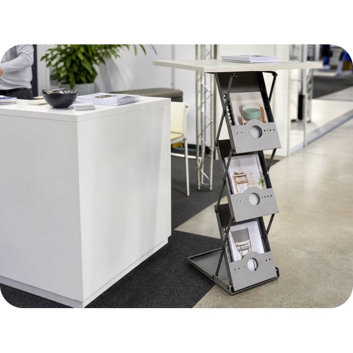 Prospektustartó pulpitus A4 – kiállítási standon