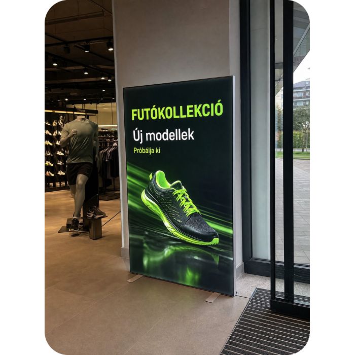 LED box – futócipők sportboltban