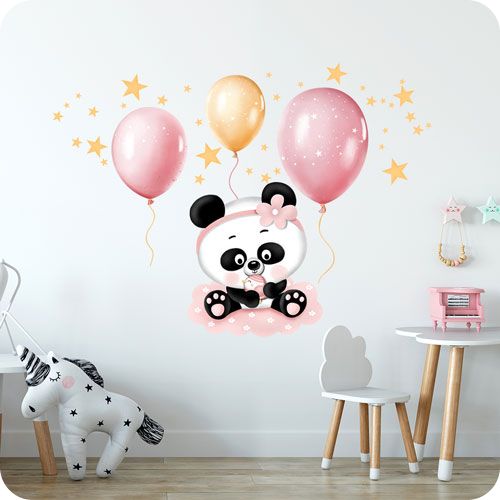 Panda léggömbökkel falmatrica