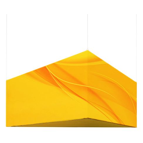 Függesztett textil reklám, háromszög alakú