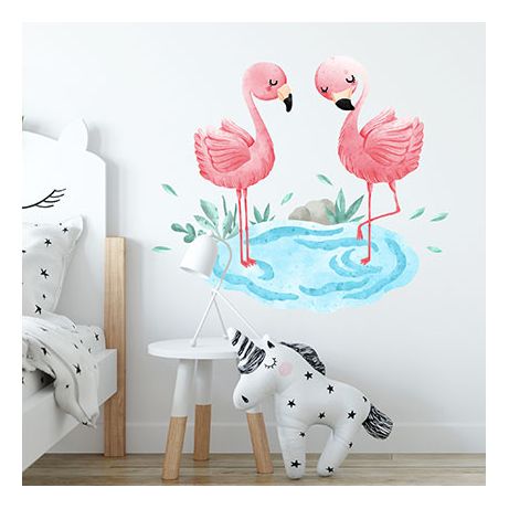 Flamingók a tavon falmatrica