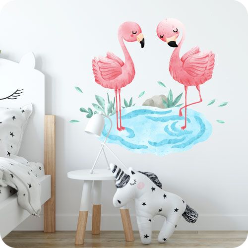 Flamingók a tavon falmatrica