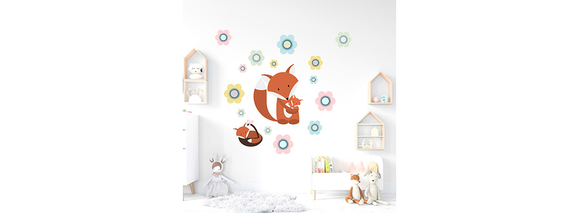 Rókás falmatrica virágokkal