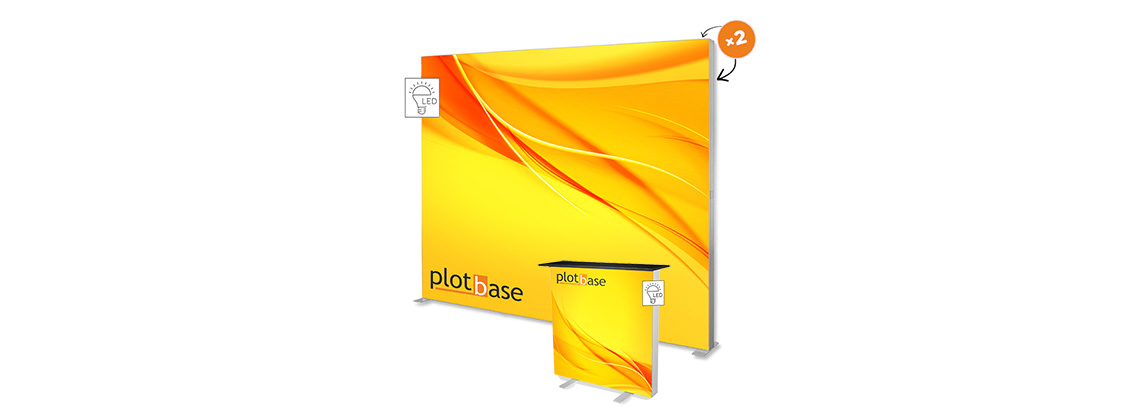 Világító LED háttérfal pulttal