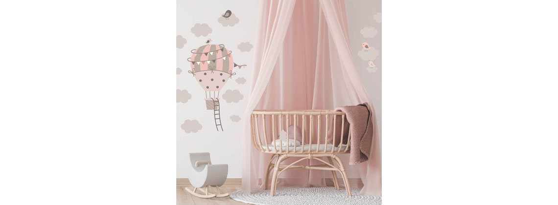 Hőlégballon és madarak falmatrica